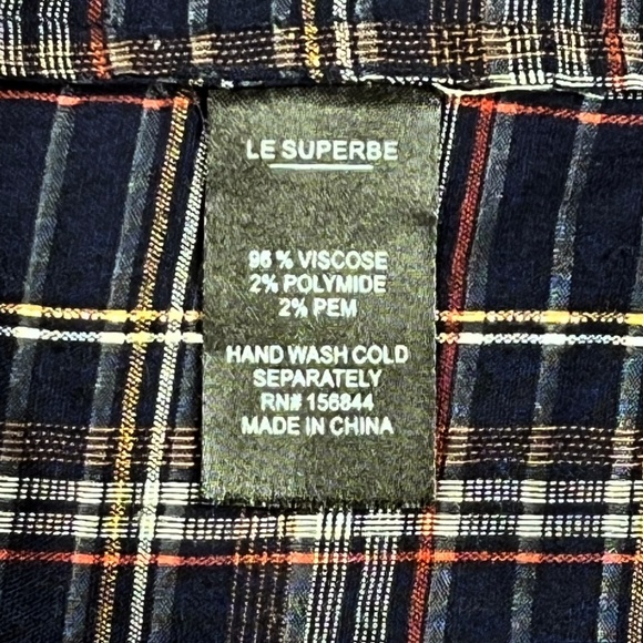 Le Superbe Superstoned Cowboy Shirt Midnight Plaid Pearl Snap Size 0 - Picture 10 of 14